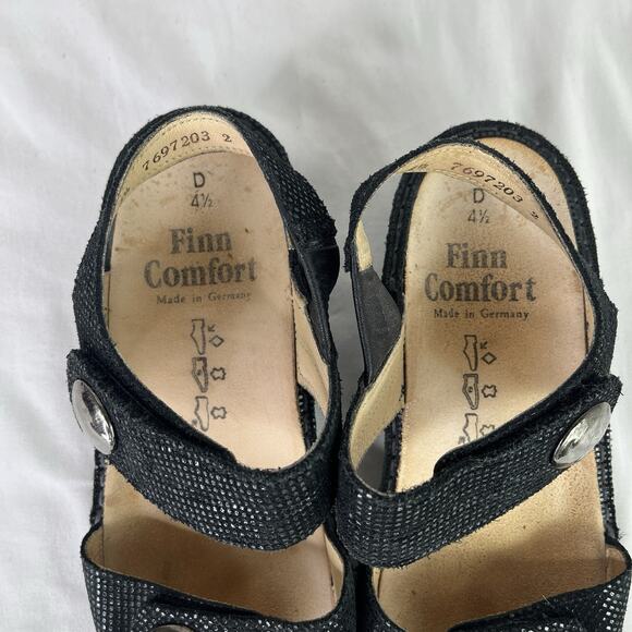 Finn Comfort Made in Germany Black Leather Sandals Size UK4.5 D/US 7, boho, chic - Picture 2 of 6